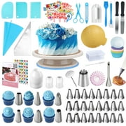 Uarter 254 Pcs Cake Decorating Supplies Cake Decorating Kit Cake Baking Set with Turntable, Stainless Steel  Piping Tips, Scraper, Spatula,  Baking Supplies,Decorating Tools, Baking Tools