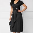 thumbnail image 5 of HEVIRGO Vestido ajustado de manga corta con escote en V y dobladillo asimétrico para mujer, talla grande 5XL, 5 of 5