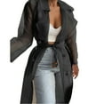 thumbnail image 3 of Baberdicy Women's Trench Coats Long Clearance! Womens Daily Sun Protection Clothing Every Wearing Sheer Mesh Long Sleeve Buttoned Coat with Belt Black L, 3 of 9