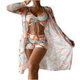 thumbnail image 2 of Yuwull Bathing Suit for Women 3 Piece Swimsuit Set Drawstring Bikini Set Long Sleeve UPF Cover Up Boho Boy Short Swimwear Set, 2 of 8
