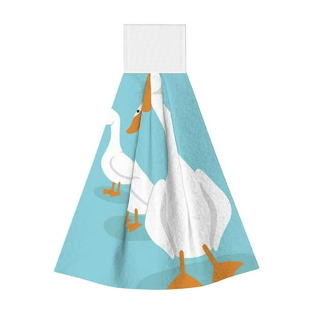 

Lukts Three White Geese for Coral Fleece Velcro Towel Suitable for Bathroom Kitchen Hanging Absorbent Towel Household Items