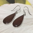 thumbnail image 1 of Gorgeous Hawaiian Large Genuine Koa Wood Rain Drop Earring, Sterling Silver Koa Wood Inlay Dangle Earring, E8196 Statement PC, Birthday Gift, 1 of 4