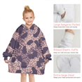 thumbnail image 6 of Purple and Pink Leopard Pattern Blanket Hoodies for Kids 6-13YR Oversize Wearable Blanket Hoodies for Boys Girls Teens, 6 of 7