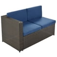 thumbnail image 3 of Loya 9 Piece Patio Sectional Sofa Set with Coffee Table, Rattan Frame, Blue- Saltoro Sherpi, 3 of 6