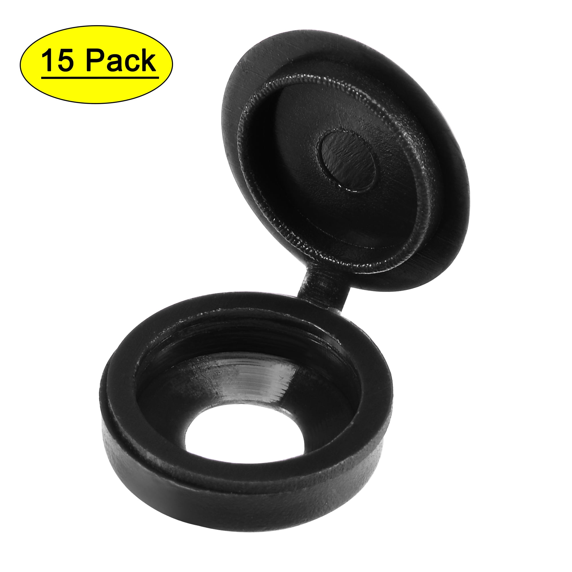 Uxcell 5mm Hole Plastic Hinged Screw Cover Caps Fold Snap Black 15