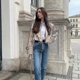 thumbnail image 5 of Khaki Cropped Trench Women Long Sleeves Cropped Design Jacket Chic Lady High Street Casual Loose Coats Top Female New, 5 of 5