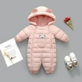thumbnail image 3 of Maxcozy Newborn Baby Boy Girl Winter Warm Ear Hooded Thick Down Jumpsuit Romper Coat, 3 of 9