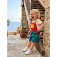 thumbnail image 6 of BemeyourBBs Toddler Baby Boy Girl Patchwork Overalls Shorts Kids Contrast Color Sleeveless Romper Jumpsuit with Adjustble Shoulder Strap Pockets 90s Clothes, 6 of 9