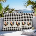 thumbnail image 3 of Throw Pillow Covers 24x24 Inch Set of 2, Black White Plaid Rooster Waterproof Outdoor Pillow Covers, Vintage Farmhouse Checkered Rustic Decorative Cushion Pillowcases for Couch, Sofa, Bed, Patio, 3 of 9
