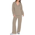 thumbnail image 2 of Conjuntos de Dos Piezas para Mujer, Moda de Otoño 2025, Pantalones Anchos, Conjunto de Estar por Casa, para Viajes y Vacaciones. Caqui Oscuro XXL, 2 of 9