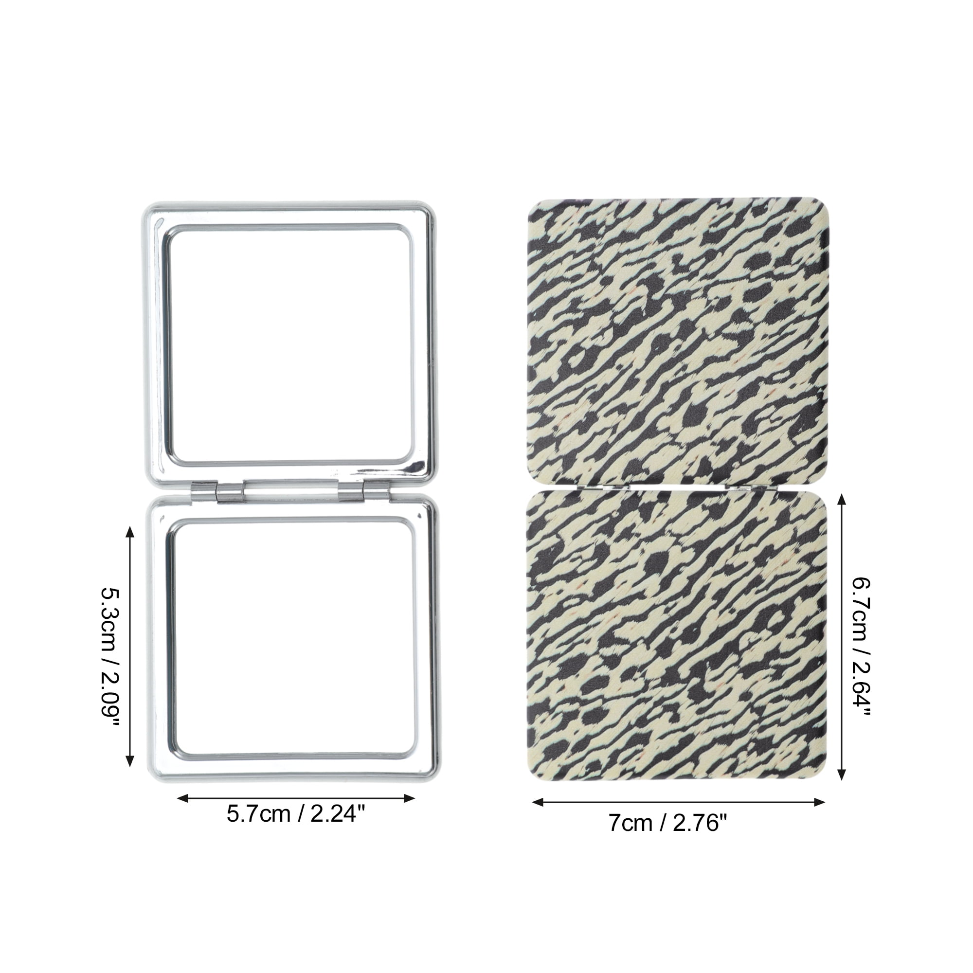Unique Bargains 1 Pc Rectangle Folding Makeup Mirror for Travel Vacation Khaki