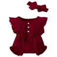 thumbnail image 1 of MesaSe Baby Romper Hair Band Set Infant‘s Fly Ruffled Sleeve Jumpsuit, 1 of 5
