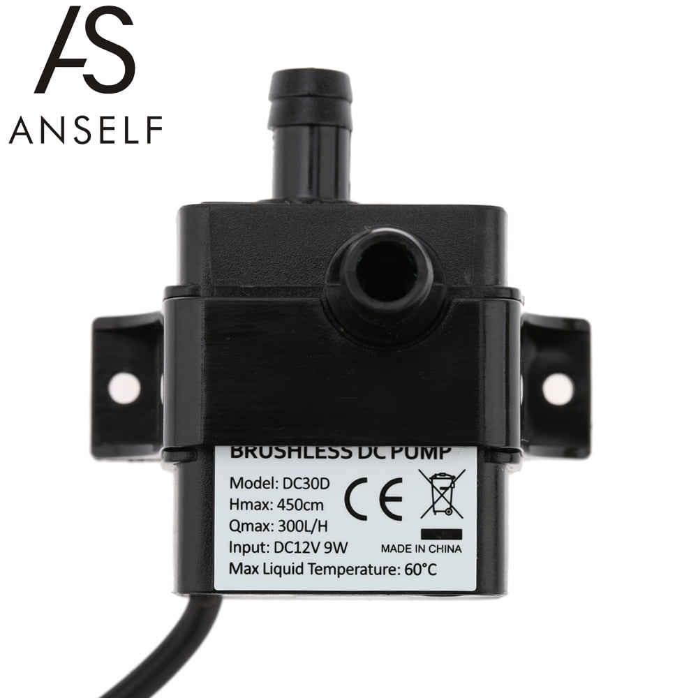 Anself Mini 12V 9W Brushless Water Pump 300L//H Lift 450cm for Fountain Aquarium