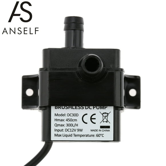Anself Ultra-quiet Mini DC12V 9W Micro Brushless Water Oil Pump Waterproof Submersible Fountain Aquarium Circulating 300L/H Lift 450cm