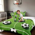 thumbnail image 4 of Manfei Soccer Sport Queen Comforter Set, Football Field Comforter Sets Queen, Green White 03, Reversible 3 Pieces 1 Comforter and 2 Pillowcases, 4 of 6