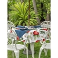 thumbnail image 4 of Outdoor Tablecloth with Umbrella Hole Zipper Red Strawberry Round Tablecloth 54" Waterproof Outside Table Cloth Summer Fruits Farmhouse Leaves Floral Rustic Patio Table Cover Tablecloths for Picnic, 4 of 8