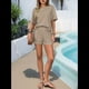 thumbnail image 5 of Conjunto de Pijama de 2 Piezas de Corta A Rayas de Verano, Color Caqui L, 5 of 8
