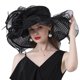 thumbnail image 2 of SAYOO Sombrero de mujer elegante tela de malla plegada con flores adornadas con cornisa ancha SAYOO  moda, 2 of 5