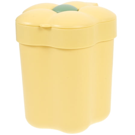LOLIPPYY Yellow Lidded Trash Can Cute Plastic for Bathroom 1Pack