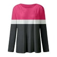 thumbnail image 5 of MIXUE Autumn Winter Color Block Striped Print Crew Neck Long Sleeve Fashion Casual Tshirts Streetwear,Red,S, 5 of 5