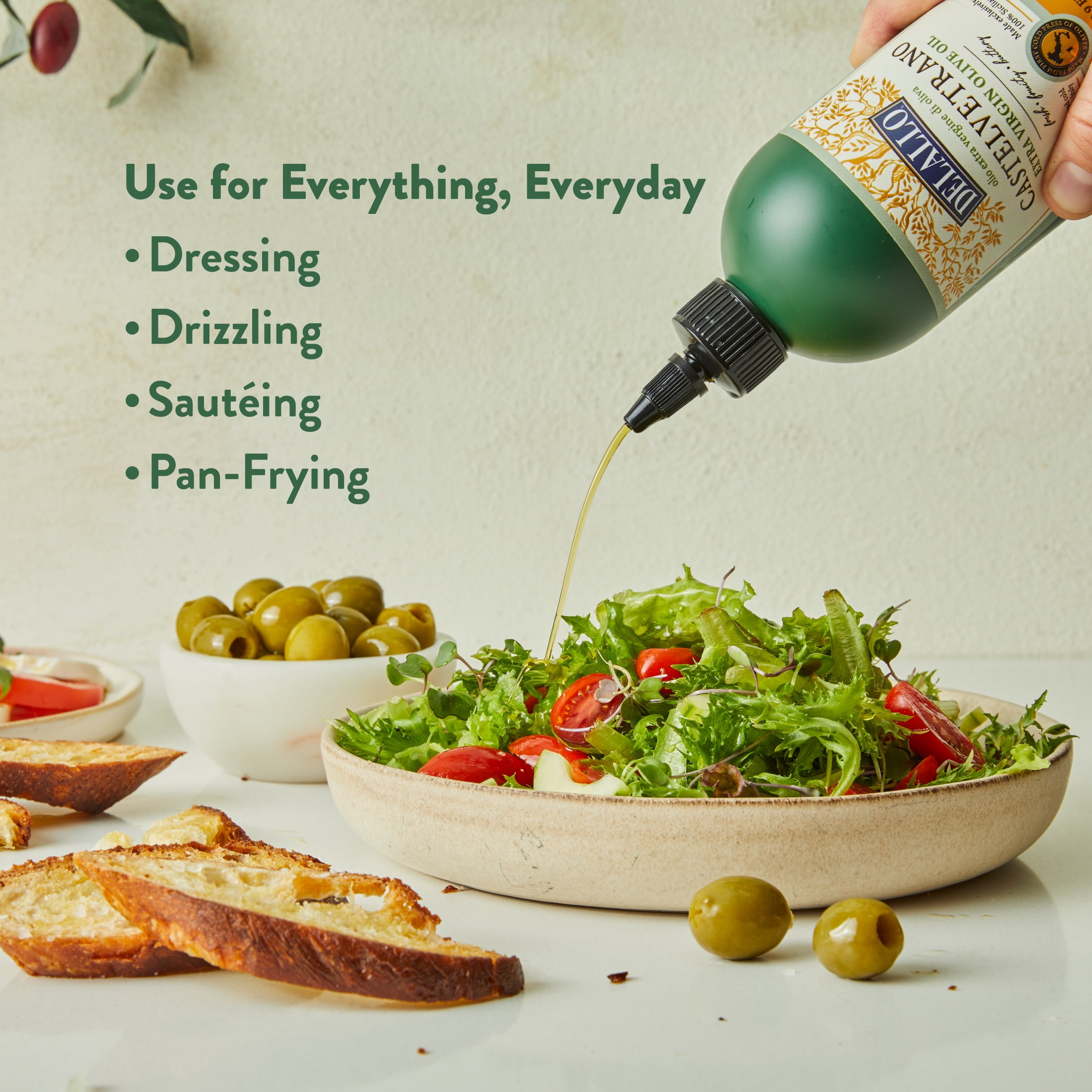 DeLallo Castelvetrano Extra Virgin Olive Oil, Made in Italy, All Natural, 16.9 oz Bottle, (3 Pack)