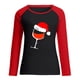 thumbnail image 4 of Pntutb Mujer Primavera Patchwork Navidad Impreso Manga Larga Cuello Redondo Casual Tee tops Pntutb Pntutb-5730, 4 of 5