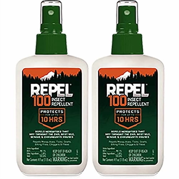 Repel 100 Insect Repellent Pump Spray 4oz for Mosquitoes Ticks Gnats 2-Pack