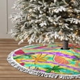 thumbnail image 3 of Christmas Tree Skirt, Multicolored Tropical Christmas Tree Decorations Indoor, Tree Skirts Mat With Tassel Trim for Halloween New Year Holiday Christmas Party Decor 36 Inches, 3 of 7