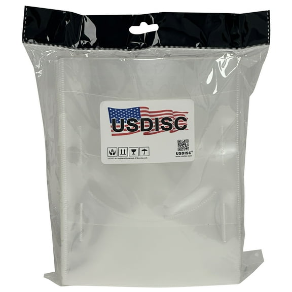 USDISC Plastic Sleeves 4mil 5.75 x 7.5, Fits DVD Booklet, Double 2 Disc, Clear, Pack Of 50