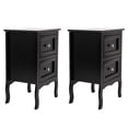 thumbnail image 2 of 2pcs Country Style Nightstand with 2 Storage Drawers & Wood Legs , Large Side Table for Bedroom & Living Room, Black, 2 of 6