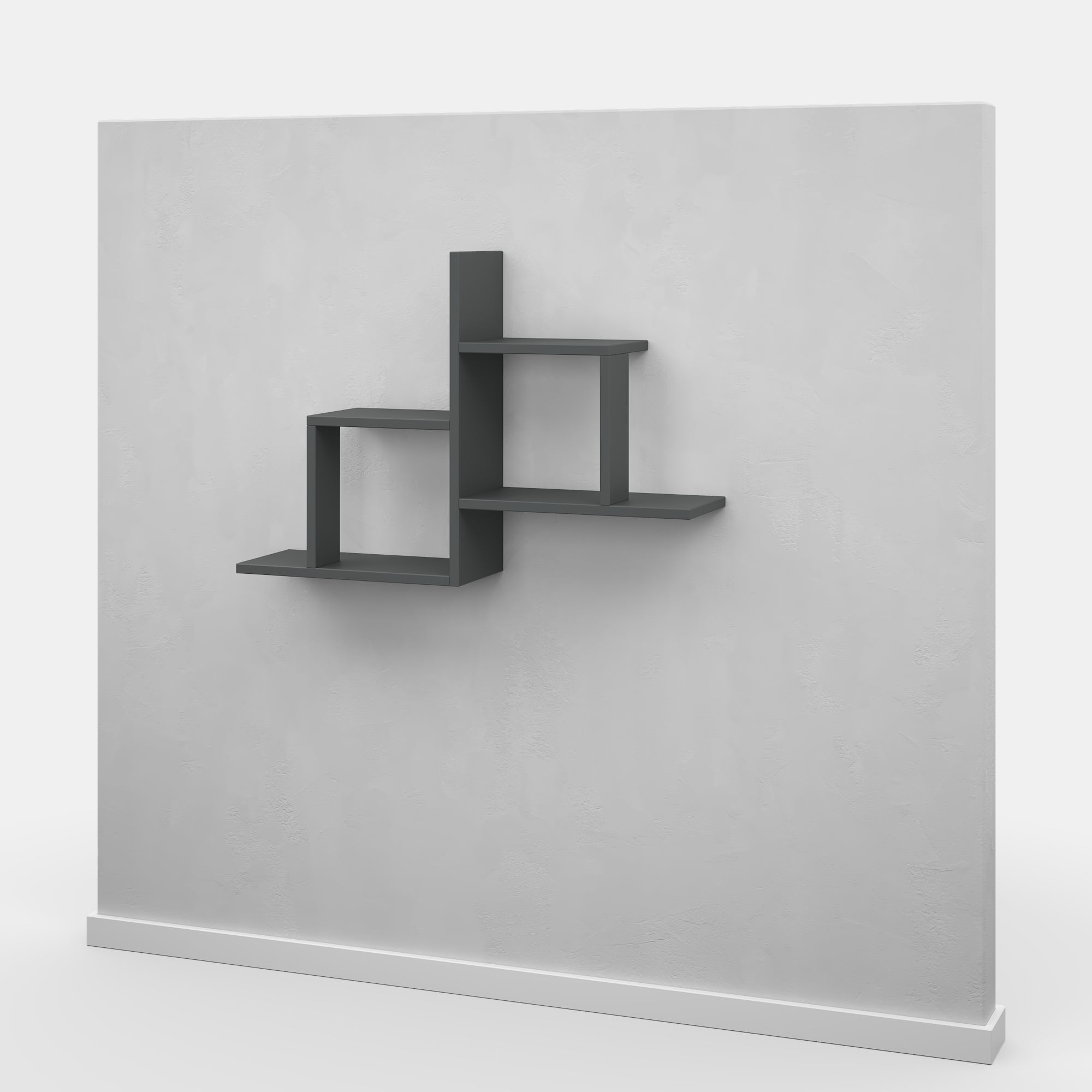 Ada Home Decor Furniture 33.86" 2 Tier Anthracite Webb Modern Wall Shelf