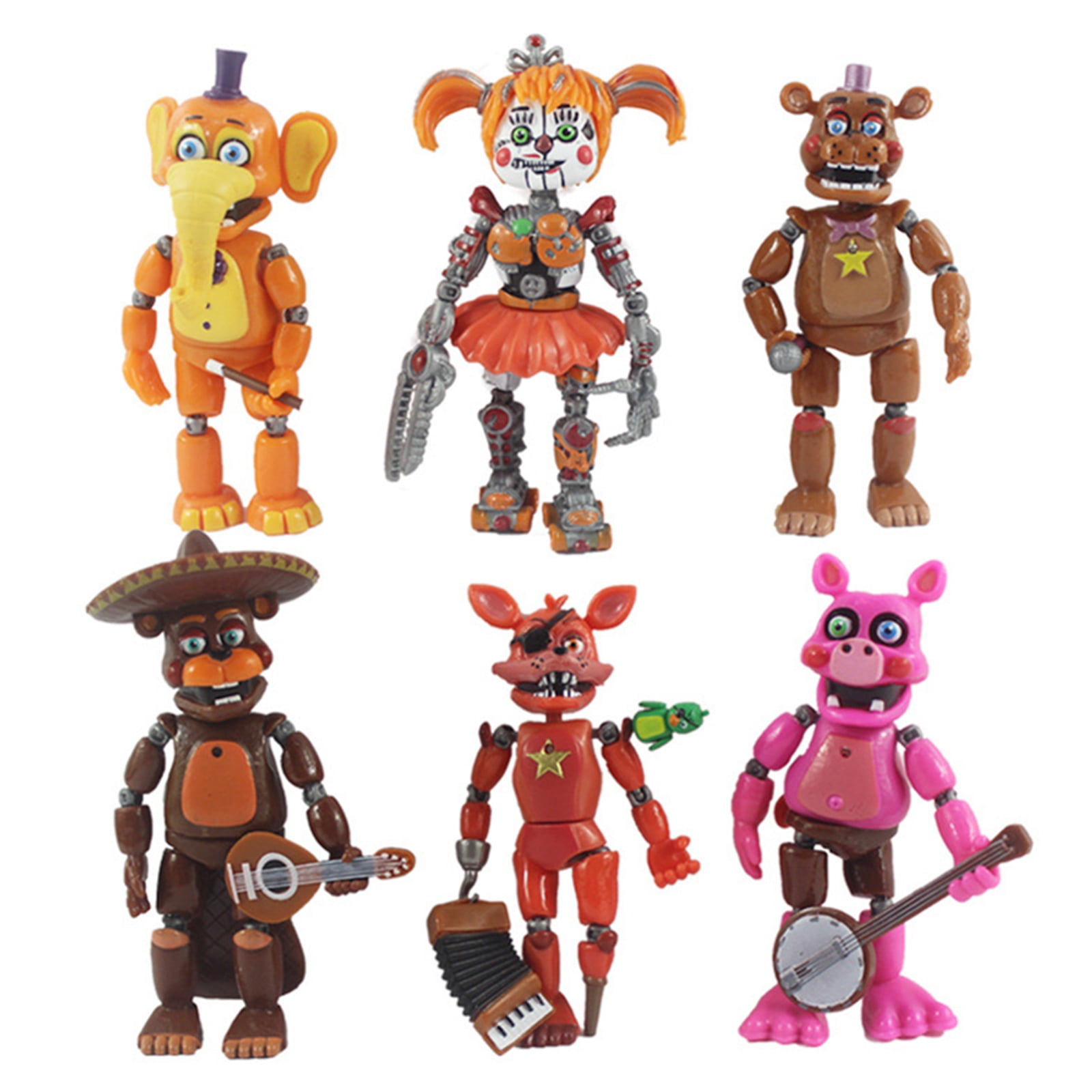 Five Nights at Freddys Nightmare 5" Set of 6 Action Figures Collectible 