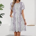thumbnail image 2 of Purple Grey Leaves Dress Summer Street Style Dresses Female Short Sleeve Printed Sundress, 2 of 7