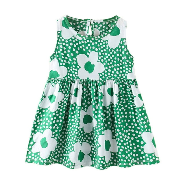Robes d'Été pour Fillette Robe Chic Robe Trapèze pour Fille Robe Sans Manches à Fleurs Robes Longues pour Filles