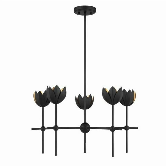 Meridian M100131MBK 5-Light Chandelier in Matte Black