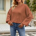 thumbnail image 2 of YOTMKGDO Pullover Sweaters Sweaters For Women Autumn Winter Loose Short Cotton Fashion Long Sleeved Crew Neck Sweater O Neck, Sizes XS-XL, 2 of 4