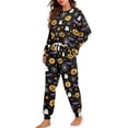 thumbnail image 4 of HELLHERO Halloween Pjs Set for Women Ghost Pumpkin Printed Pajama Crewneck Loungewear Spider Web Printed Sleepwear with Pockets, 2XL, 4 of 5