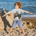 thumbnail image 3 of FORMRS Boys Rash Guard Short Sleeves Swim Shirt Quick Dry UPF 50+ Sun Protection, Sizes 3-12T, Gray Hexagons, 3 of 6