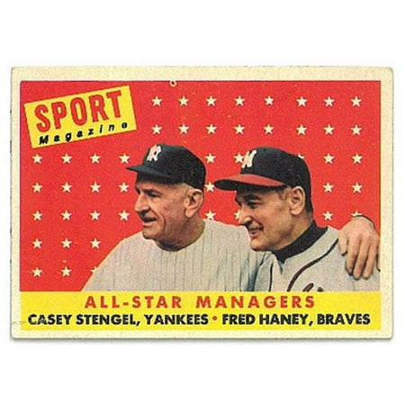 RDB Holdings & Consulting CTBL-020094 Casey Stengel & Fred Haney 1958 Topps AL All Star Managers Baseball Trading Card No.475 - Very Minor