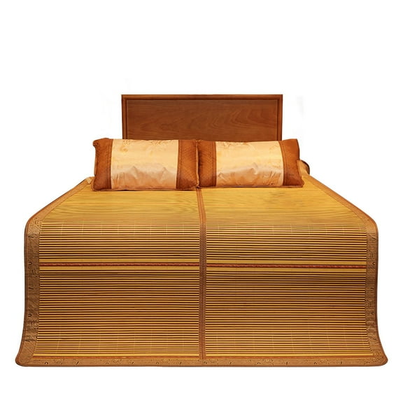 Summer Bamboo Bed Mat, Double-Sided Use Breathable Smooth Foldable Air Conditioning Sleeping Pad Mat Cooling Sweating Summer Sleeping Mats For Bedroom Student Home