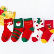 Socks 5 Pairs Christmas Socks Kids Boys Girls Socks Santa Xmas Tree Pattern Colourful Funny Cotton Soft Warm Socks 46Y Sports Socks