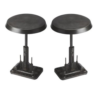 Home Square Industrial Chic Round End Table in Black - Set of 2