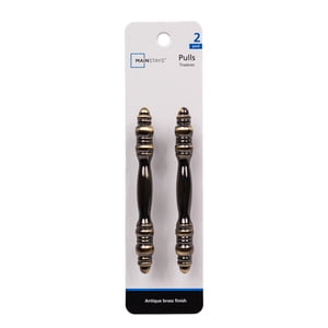 Mainstays Traditional Cabinet Pull, Antique Brass, 2 Pack