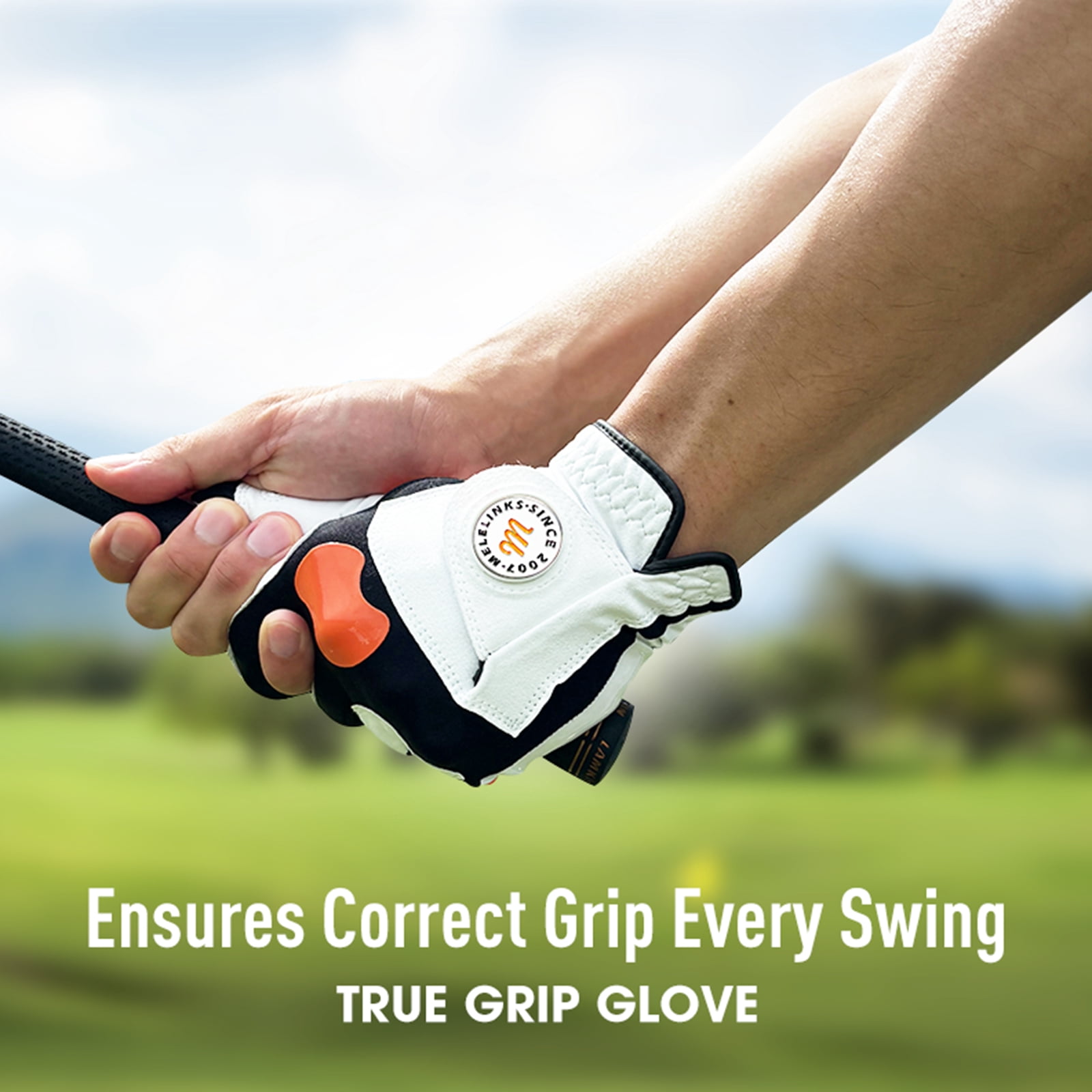 Golf Training Glove with True Grip Alignment Indicator, Non-Slip Breathable Golf Gloves, Fix Slice & Eliminate Hook, Microfiber Golf Swing Correction Glove for Men Women Left -XL