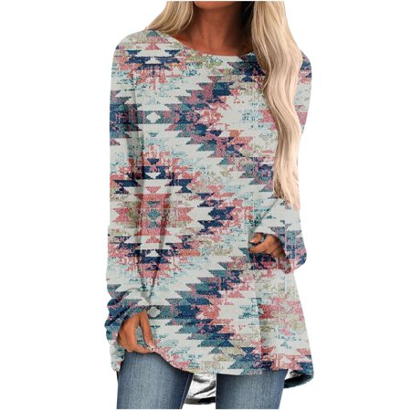 

Ziloco Long Sleeve Round-Neck Blouses & Shirts Women s Ladies O-Neck Loose Tops Casual Print T-Shirts Long Sleeve Blouse wo1641top Corset Tops For Women