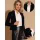 thumbnail image 2 of Chaqueta de terciopelo para mujer Vintage Stand Collar Open Front Button Decor Jacket Negro S, 2 of 5