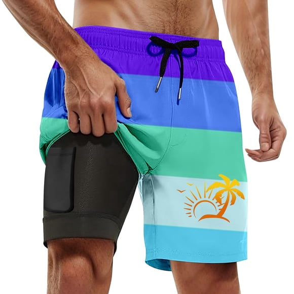 FYEGRE Beach Wear for Men Mens Swim Trunks Quick Dry Swim Shorts with Mesh Lining Funny Swimwear Bathing Suits Dark Purple XXXL