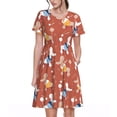thumbnail image 1 of Balery Cute Poodle Dog Vestidos sueltos de manga corta para mujer, vestidos de verano 2025, vestidos casuales de corte A con vuelo., 1 of 6