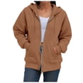 thumbnail image 2 of UAYOTSE Womens Zip Up Hoodies 2025 Oversized Hoodie for Women Trendy Hooded Sweatshirts Fall Winter Zipper Y2k Jacket(G125-Coffee,M), 2 of 9