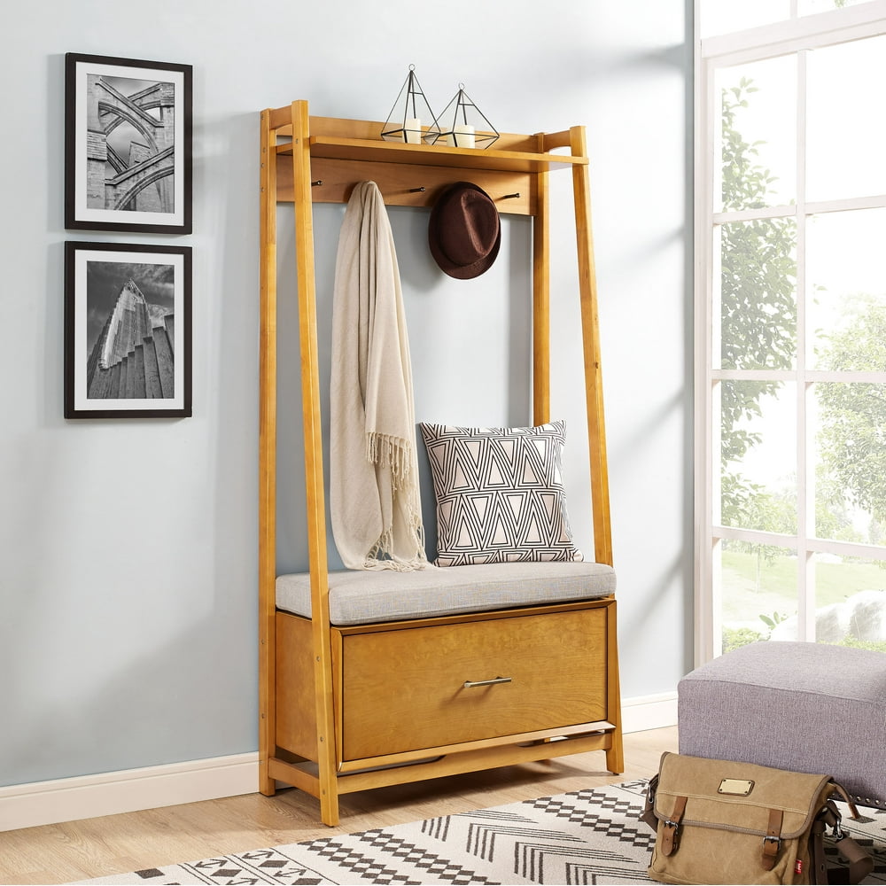 Contemporary Landon Hall Tree with Storage Bench, Acorn